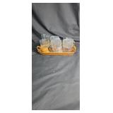 Set of 6 Bamboo cup holders and bamboo tray.
