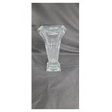 Crystal vase has chips on bottom approx 12 inches