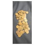 Approximately 100 unsearched wheat pennies