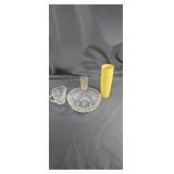Pattern glass bowl, creamer and cups