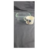 Mickey mouse cup with a crack and glass baking