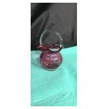 Handblown Fenton glass basket approx 5 inches