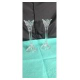 Beautiful set of crystal candleholders approx 9