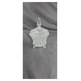 3 footed crystal candy dish with lid