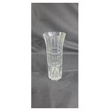 Vintage crystal vase with grid design approx 8