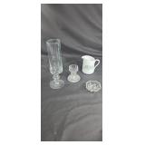 Glass vase & misc