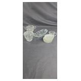 Celery dish crystal dish with lid and misc