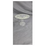 Etched glass compote approx 4 inches tall