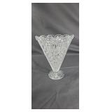 Crystal vase with birds approx 9 inches tall