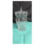 Crystal dish with lid approx 9 inches tall