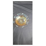 Peach carnival glass Iris dish approx 10 inches