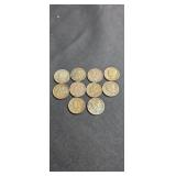 Group of 10 mercury dimes