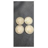 1912, 1908, 1906, 1913 Morgan half dollars