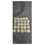 Group of 25 mercury dimes