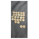 2 mercury dimes and 22 Roosevelt dimes