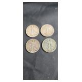 Group of 4 walking liberty half dollars