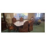 Mahogany banquet dinner table with 6 chairs table