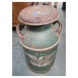 Country Milk can with an Eagle motif. 24 inches
