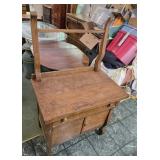 Tiger oak wash stand complete with towels bar.