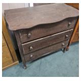 3 drawer oak chest. 34 X 37 X 19 inches deep.