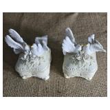 Pair of dove trinket boxes 5 inches tall.