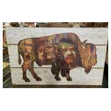 Buffalo art print with native American faces