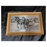 Plowing the field with team of horses artwork on