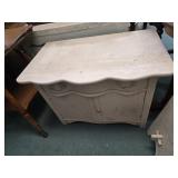 Serpentine front wash stand. Painted white. 32 X