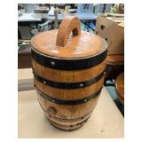 Whisky barrel with lid and cork. 19 tall and 10