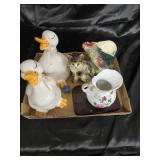 Ducks cat pitcher a d rooster