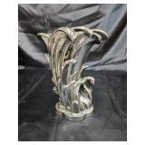 Silver pottery vase 9 inches tall