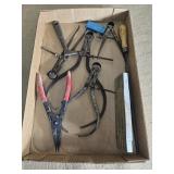 Calipers pliers torch cleaners rule etc.