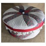 Hand stitched handmade sewing container for