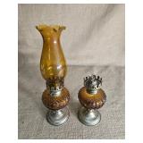 Pair of beautiful amber lamps. 13 inches tall