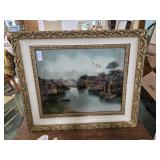 Antique Art print Grist mill 26 By 22 inches.