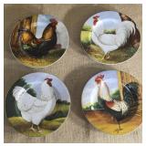 Set of 4 rooster plates 8 inches diameter