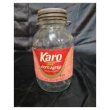 Karo light corn syrup Jar with paper label.