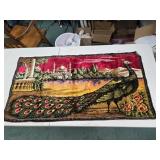 Peacock coverlet 20 X 39 inches