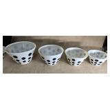 Complete set of fire king polka dot bowls. 9.5