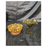 Fenton scalloped top fancy bowl plus decorative