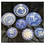 Collection of blue and white small plates largest