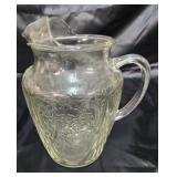 Clear depression glass pitcher 9 inches tall