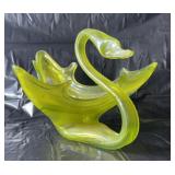 Art glass swan bowl