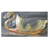 Art glass swan bowl
