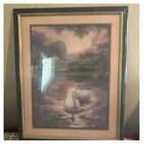 Swans on lake wall decor