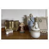 6 misc religious decor pieces and knick knacks
