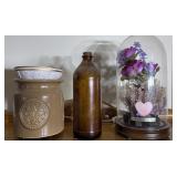 Wax warmer, clorox bottle, and decor