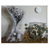 candle holders and floral decor