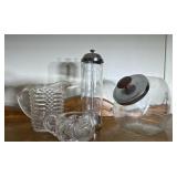 Vintage candy jar and other clear glass