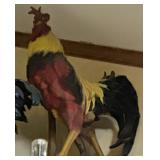 Large rooster on top shelf-right